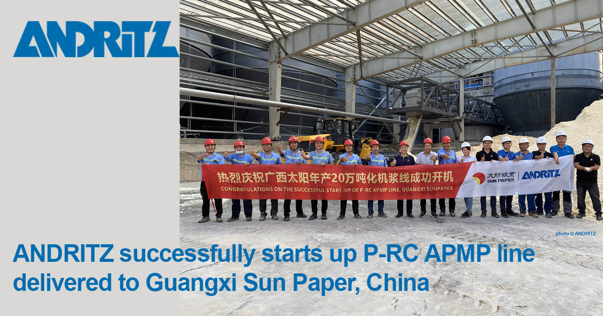 ANDRITZ successfully starts up PRC APMP line delivered to Guangxi Sun