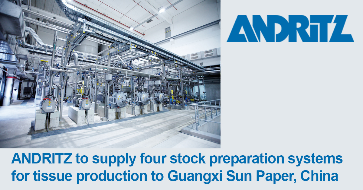 ANDRITZ to supply four stock preparation systems for tissue production