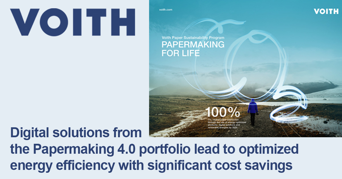 Voith papermaking 4.0 portfolio leads to optimized energy efficiency with significant cost savings