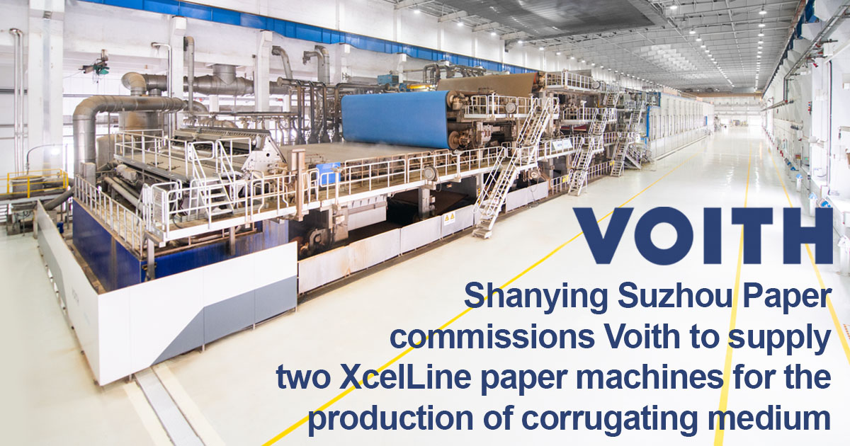 Shanying Suzhou Paper commissions Voith to supply two XcelLine paper ...