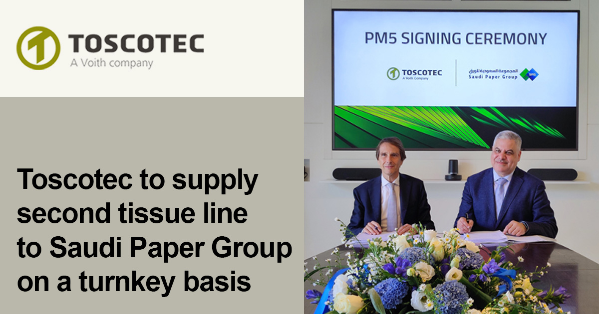 Toscotec to supply second tissue line to Saudi Paper Group on a turnkey basis