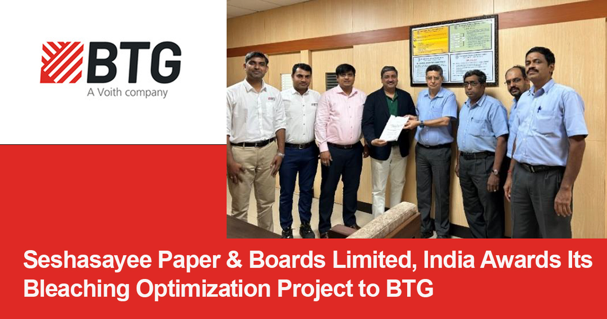 Seshasayee Paper & Boards awards its bleaching optimization project to BTG