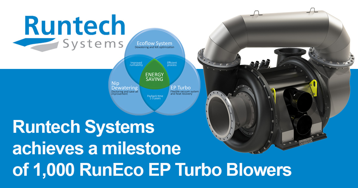 Runtech Systems Achieves A Milestone Of Runeco Ep Turbo Blowers